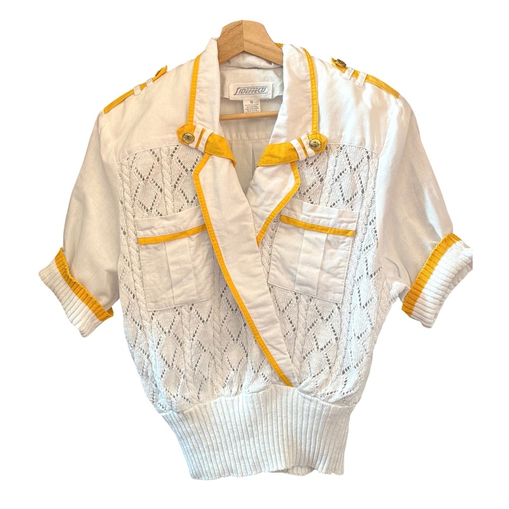 Vintage Sideffects Nautical Knit Top Yacht Club Preppy Sailor Eclectic 80s 90s